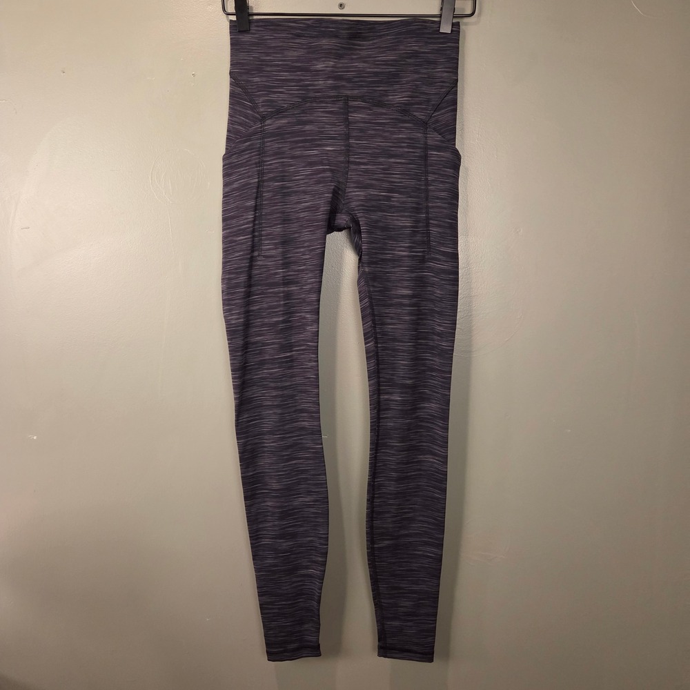 Lululemon Women's Full Length Leggings w Pockets Size 6 Striped Black‎ Gray